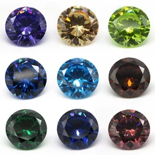O Envio gratuito de 1.0 ~ 10.0 milímetros 5A Seablue, Verde, Café, Azul Escuro Cubic Zirconia Pedra Corte Redondo CZ Pedra Sintética Gemas Para Jóias