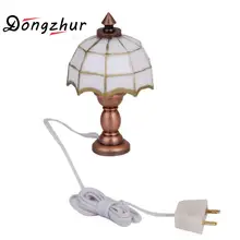 Dongzhur 1:12 миниатюрная настольная лампа для кукольного домика, 12 Вольт, рабочий светильник, аксессуары для кукольного домика, мини белая настольная лампа