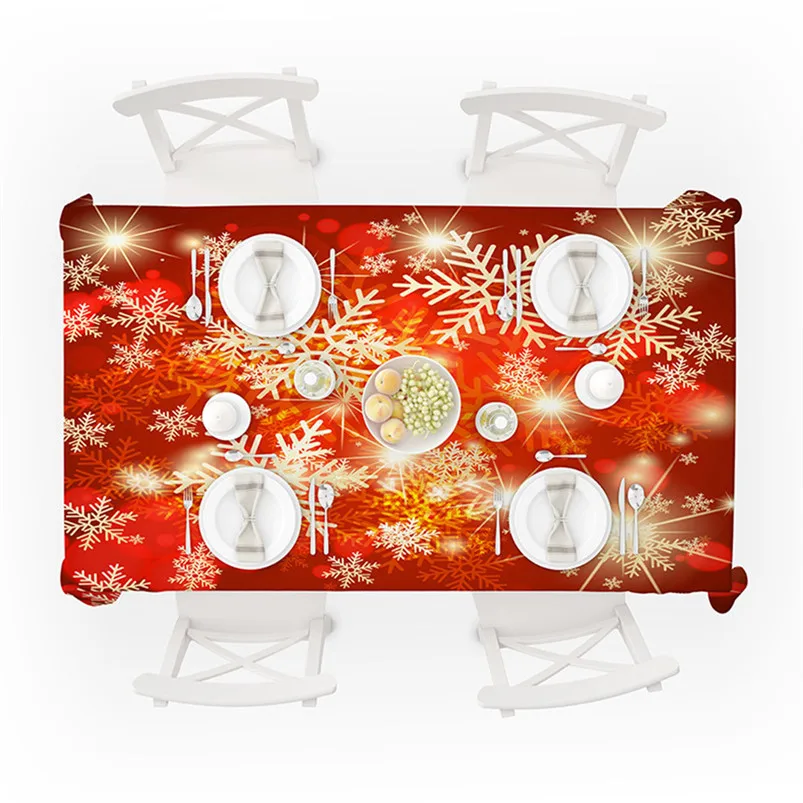 New Year Decorations Tablecloth Christmas Table Cloth Print Rectangle Table Cover Holiday Party Home Decor #3n13 (6)