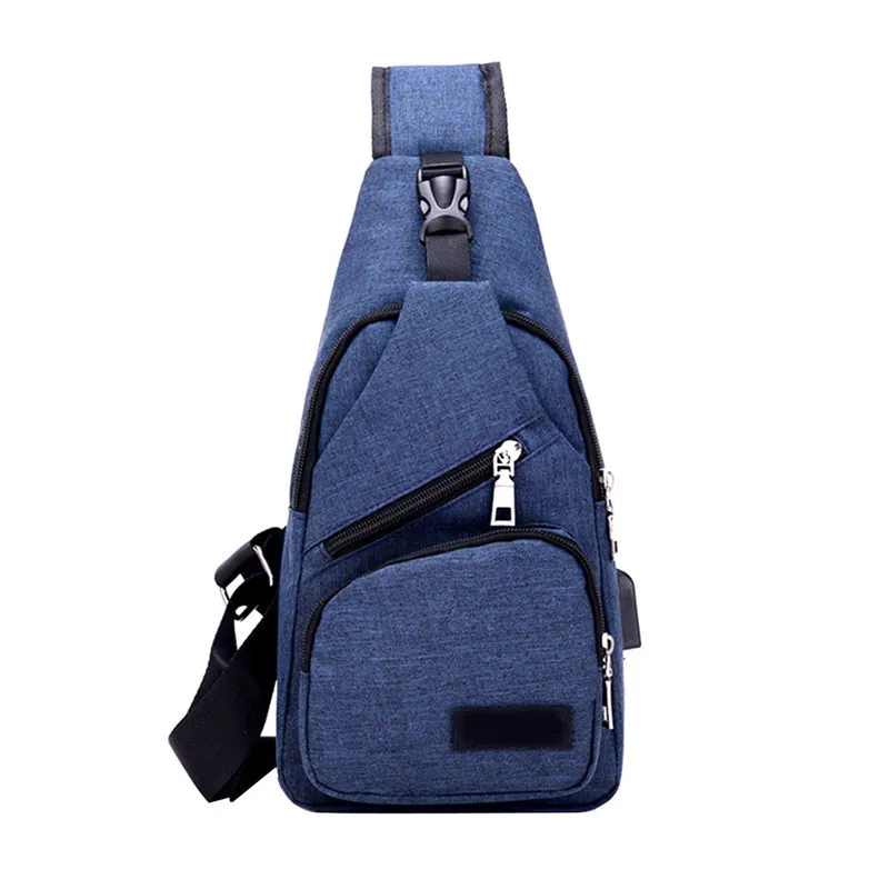 Уличные рюкзаки мужские S порт s сумка нагрудный пакет Холщовая Сумка на одно плечо для кемпинга пешего туризма треккинга с зарядным портом - Цвет: Dark Blue