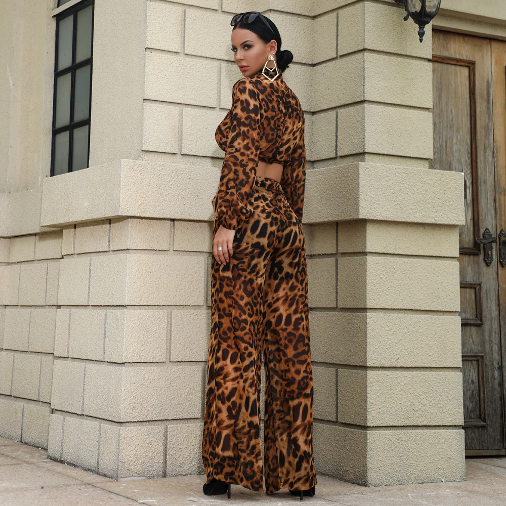 Yesexy 2018 Women Sexy Two Pcs Set  Rompers Leopard  Playsuit  Elegant Jumpsuit VR18531