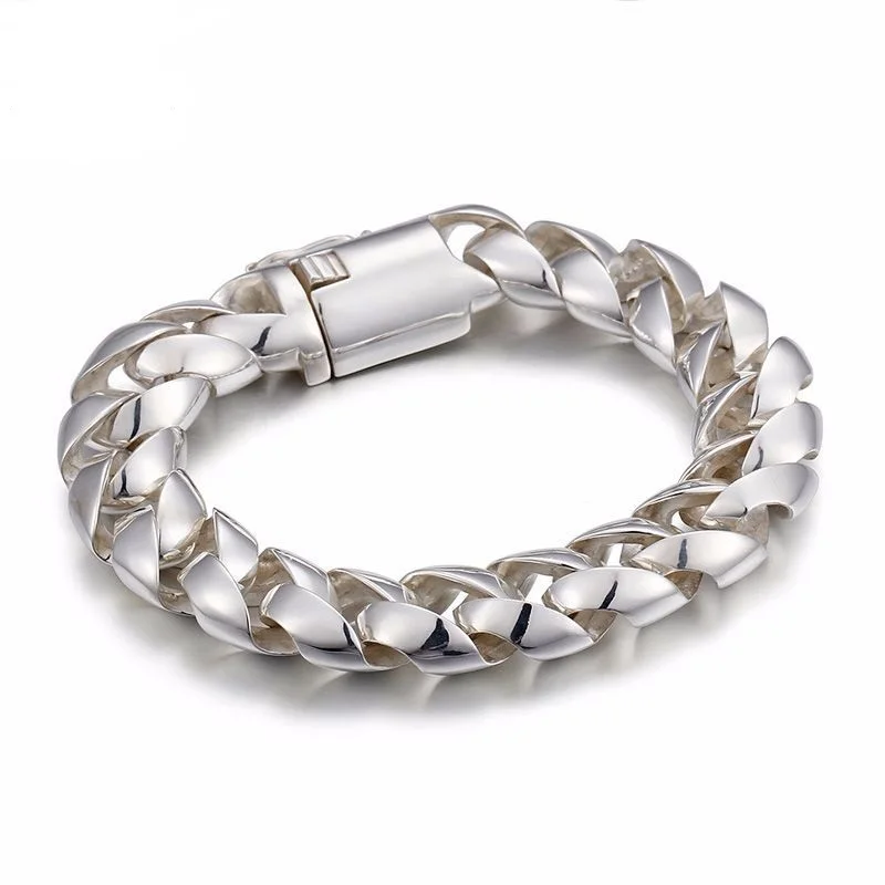 

Fashion Men's Silver Bracelet S925 sterling silver bracelet Men's domineering sideways deduction hand jewelry wholesale