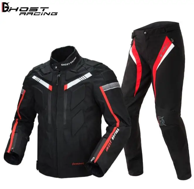 

GHOST RACING Motorcycle Jacket Spring Autumn Men Waterproof Moto Jacket Riding Racing Motorbike Clothing Protective Gear