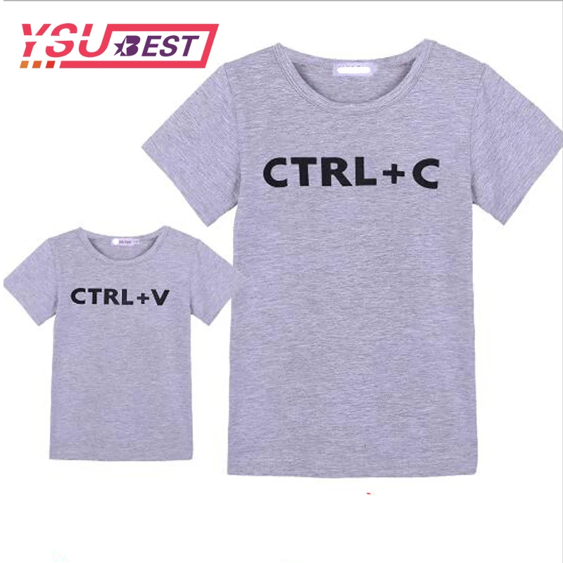 Camiseta Familia Одинаковая одежда для папы и меня Милая футболка с принтом Ctrl C + V всей