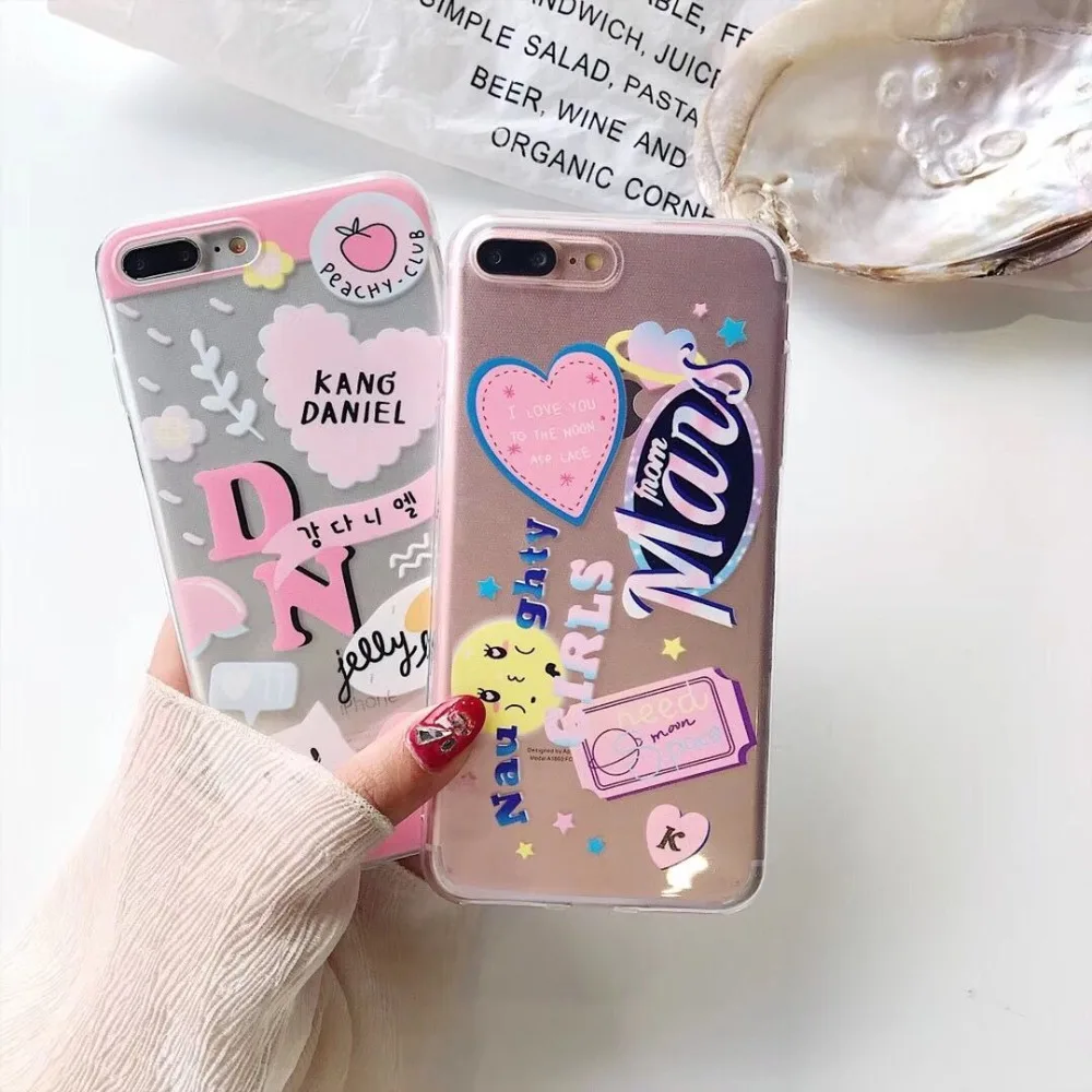 

ORYKSZ For iphone x Case Luxury Letter Transparent Phone Glossy Cases For iphone 7 8 6S Plus x Case Silicone Soft Back Cover