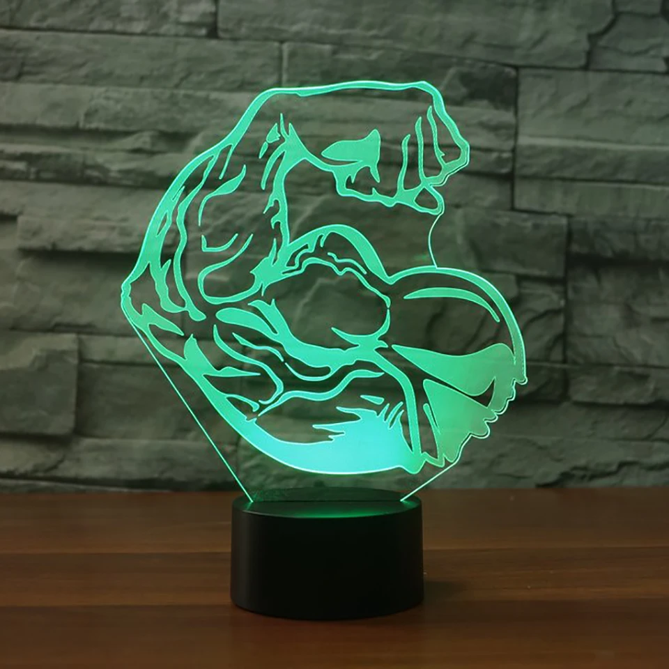 

7 Color Changing Nightlights 3D Led Muscle Show Modelling Kids Bedside Sleep Arm Bodybuilding Lighting Desk Lamp Gym Decor Gifts
