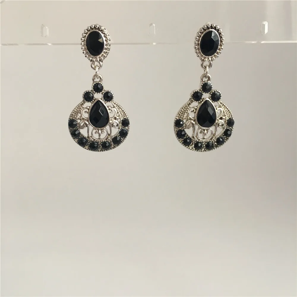 

2019 F/W NEW ARRIVAL CASUAL WOMEN EARRINGS RHODIUM COLOR PLATING BLACK STONE DROP EARRING FOR WOMEN GIRL STATMENT VINTAGE BOHO