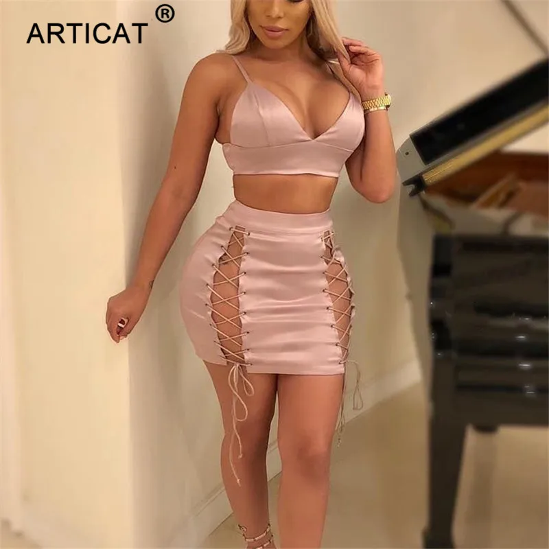 Articat Sexy Глубокий v образным вырезом бинты облегающее платье Для женщин двух