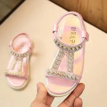 

2019 Summer Princess Rhinestone Kids sandals Girls Diamond school Children Dance Shoes Fish Mouth Girls Leather Sandals