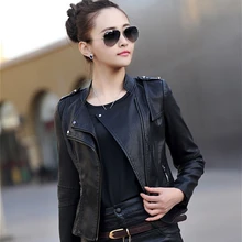 Весна и осень овчины одежда женская короткая куртка Тонкий элегантный тенденция/M-4XL