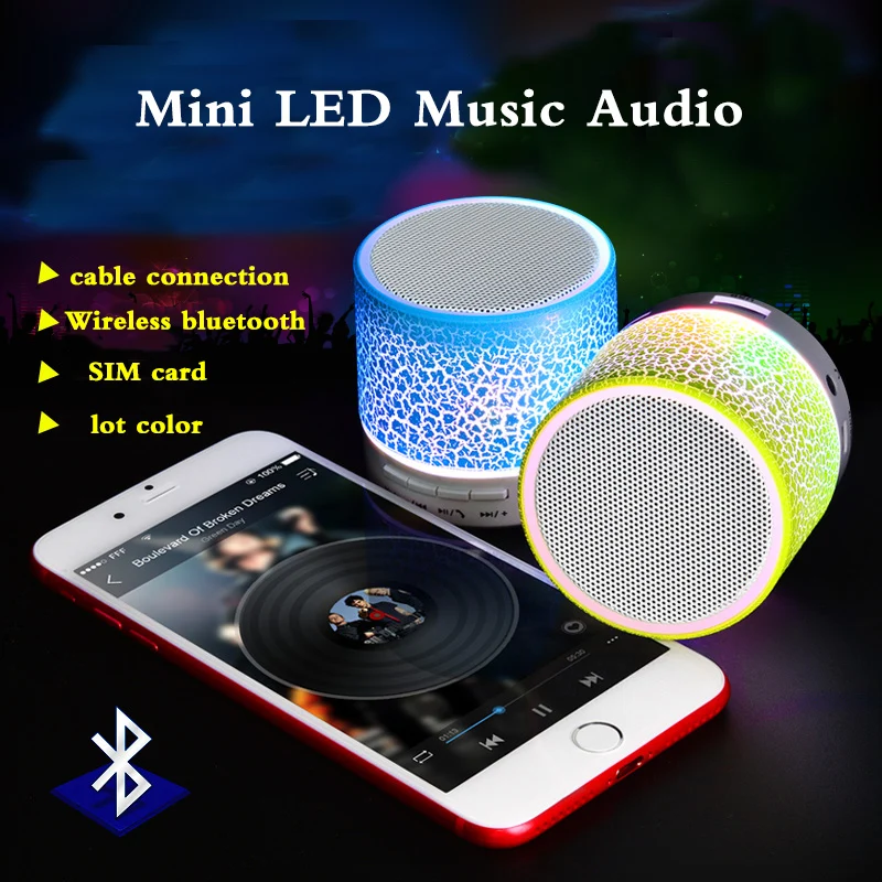 Bluetooth динамик MinWireless громкий с трещинами светодиодный TF USB сабвуфер bluetooth s mp3