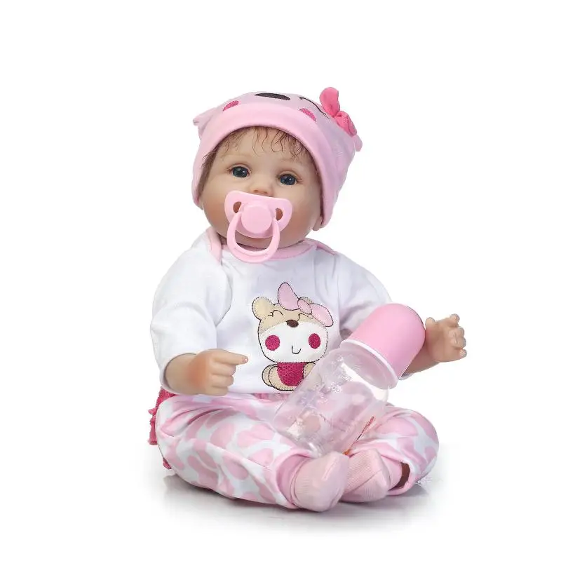 Nicery 16-18 дюймов 40-45 см Кукла реборн Мягкий Силиконовый мальчик девочка игрушка реборн кукла подарок для детей розовый медведь прекрасный