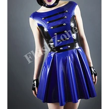 Женское цельное латексное платье в стиле милитари(не включая перчатки и аксессуары для шеи