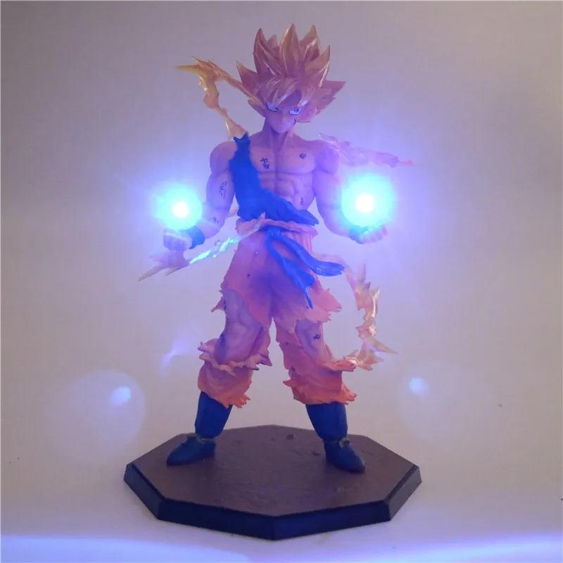 Аниме Dragon Ball Z Son Goku светодиодный светильник Супер Saiyan ПВХ фигурка Коллекционная модель игрушка ночной Светильник для детей подарок Декор лампа