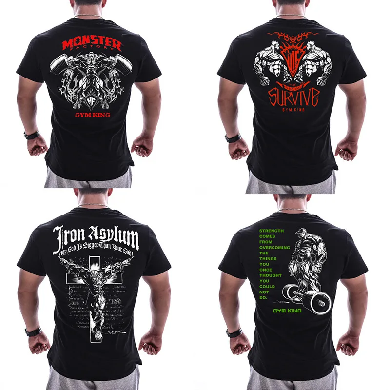 

2019 New Men T Shirt Fitness Summer Tops Brand Clothing Gyms Tight T-shirt Mens Fitness T-shirt Homme
