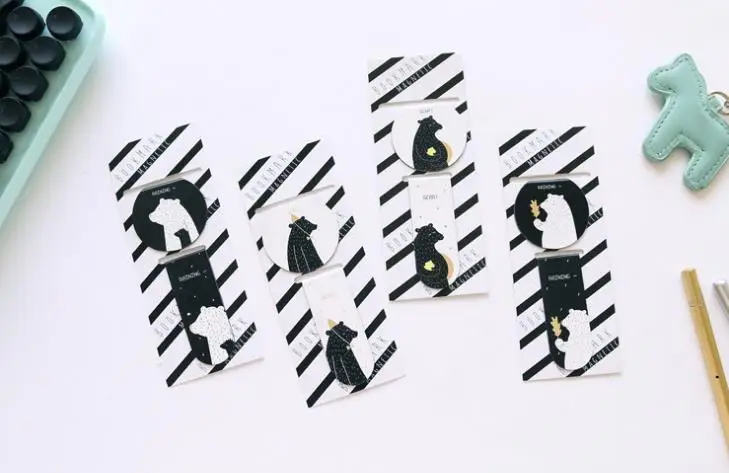 2 шт./упак. мультфильм мини животное медведь бумага с кроликом магнит закладки бумага клип Школьные офисные поставки подарок канцелярские маркеры
