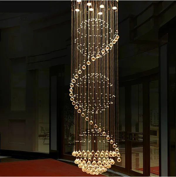 

6/8/13 Luxury Led Crystal Ceiling Lights Long Stairway Crystal Dome Ceiling Lamp,Europe Hotel foyer Living room Hanging Light