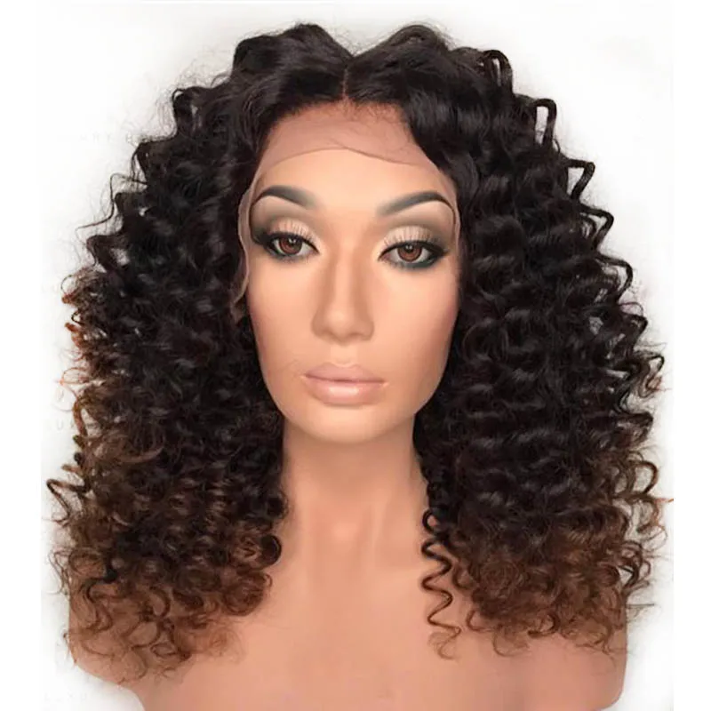 

Ombre Dark Roots Curly 13*6 Deep Part Lace Front Human Hair Wigs 250 Density Colored Lace Front Wigs Human Remy Brazilian Hair
