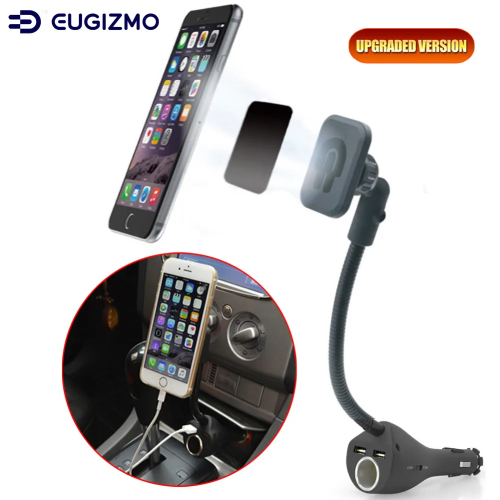 Eugizmo Car Phone Holder 2.4A Smart IC Dual USB Charger