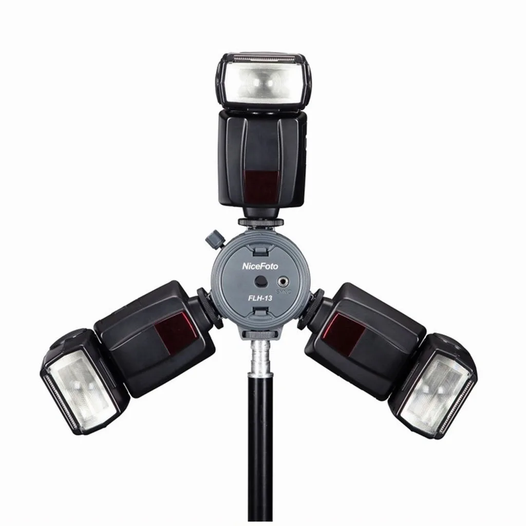 3 In 1 Triple Head Hot Shoe Mount Bracket Adapter Flash Light Bracket Light Stand Umbrella Holder For Speedlight 120 Degree 