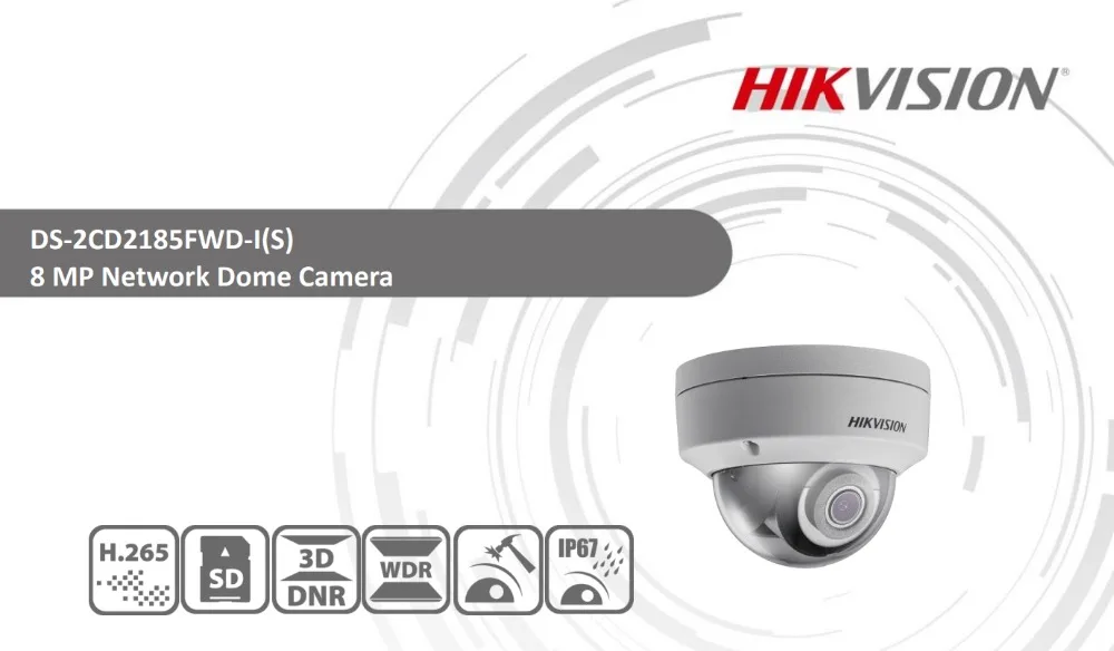 Hikvision POE IP DS-2CD2185FWD-I 8MP открытый купол Камера H.265 обновляемых CCTV Камера Интерфейс безопасности Камера 2,8 мм