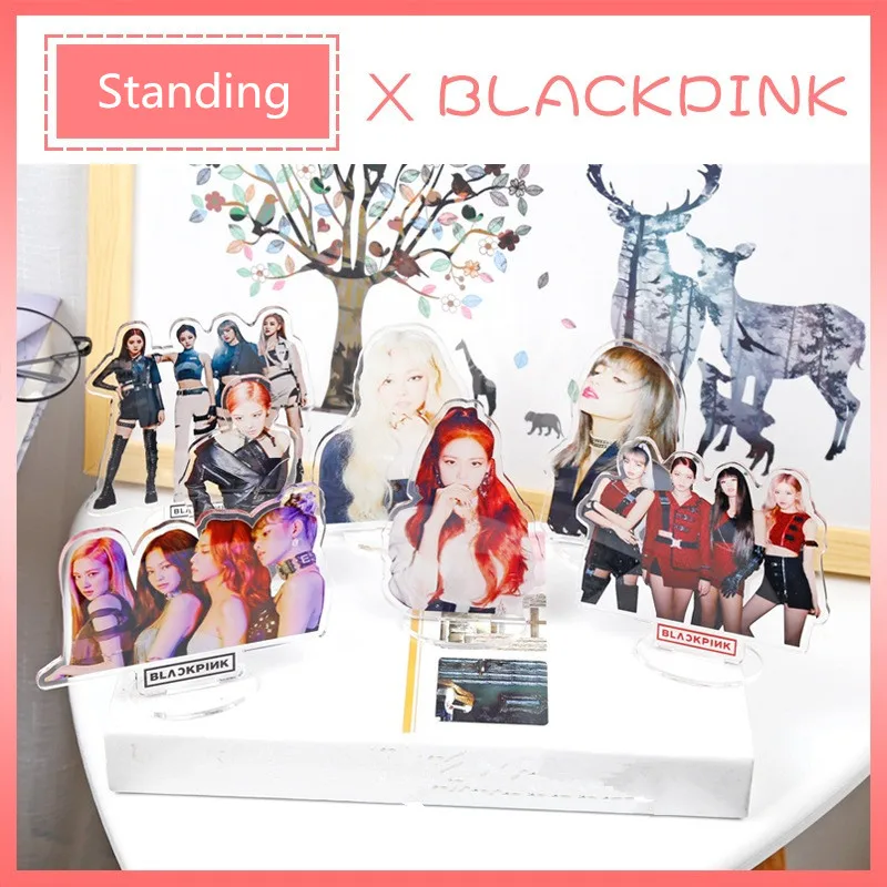 

Blackpink Jisoo Jennie Rose Lisa Standing Statue Desktop Decoration Acrylic Plastic Cases Displays Action Table Decor Kpop New
