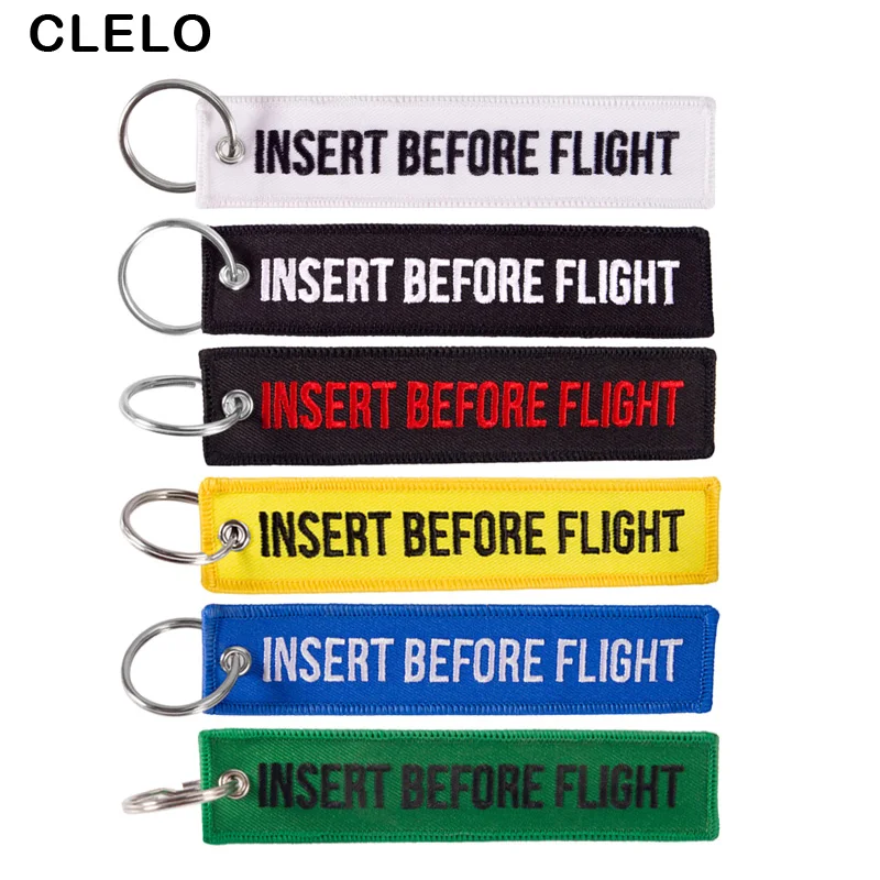 

Luggage Tags Embroidery INSERT BEFORE FLIGHT Letter with OEM KeyChain Key ring Fashion Travel tag for Aviation Gifts 2PCS/LOT