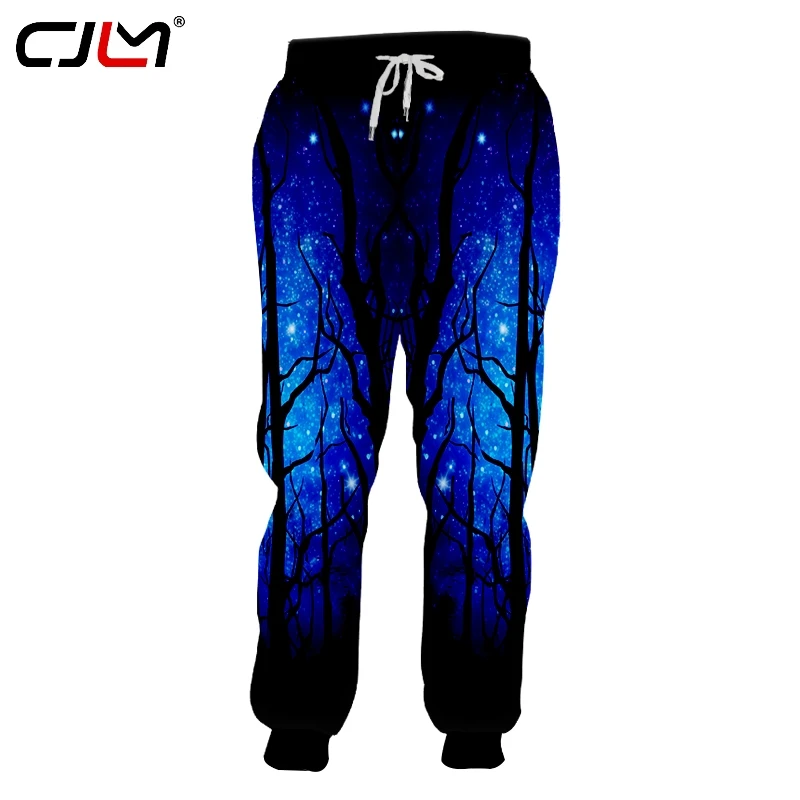 

CJLM Winter Trend Loose Mens Sweatpants 3D Beautiful Starry Sky Tree Creative Pants Man Big Size Trousers Drop Shipping