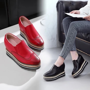 

INS hot women shoes Genuine Leather 22-24.5 cm length pumps women shoes super high heel Brocken shoes Increased Lok Fu shoes