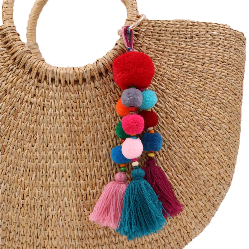

Fancy&Fantasy Women Colorful Tassel Key Chain Ball Pompom Keychain Handbag Pendant DIY Charm Keyring Girl Jewelry Accessories