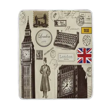 

Vintage Symbol of London Stamp Blanket Soft Warm Cozy Bed Couch Lightweight Polyester Blanket Throw