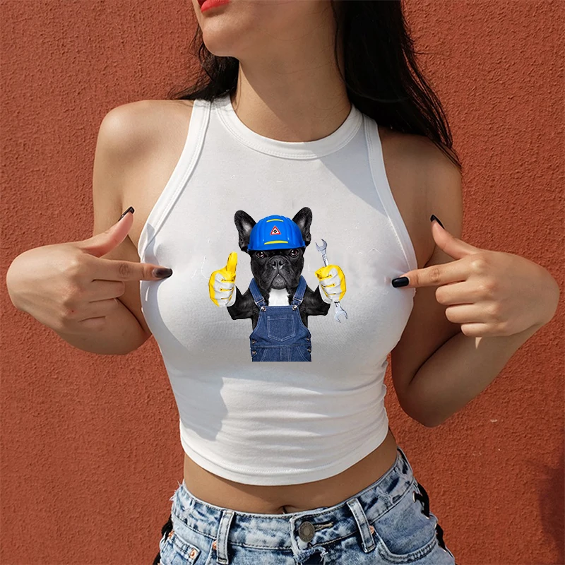 

Wholesale Electrician French Bulldog Ironing on Heat Transfer Washable Patches Stickers for Clothes DIY Appliques Animal Patches