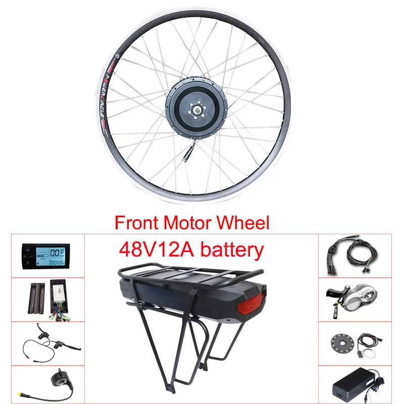 48 в 500 Вт передний/задний мотор колеса Электрический велосипед комплект 48 В Ступица колеса мотор E велосипед комплект 2" 24" 2" 700C lcd комплект для переоборудования электрического велосипеда - Цвет: 500W48v12aLCD front