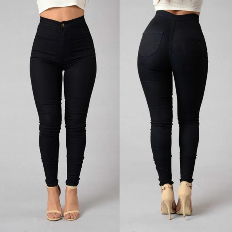 Solid Color Skinny Jeans Woman White Black High Waist Render Jeans Vintage Sexy Long Pants Femme Casual Pencil Pants Denim Jeans Solid Color Skinny Jeans Woman White Black High Waist Render Jeans Vintage Sexy Long Pants Femme Casual Pencil Pants Denim Jeans