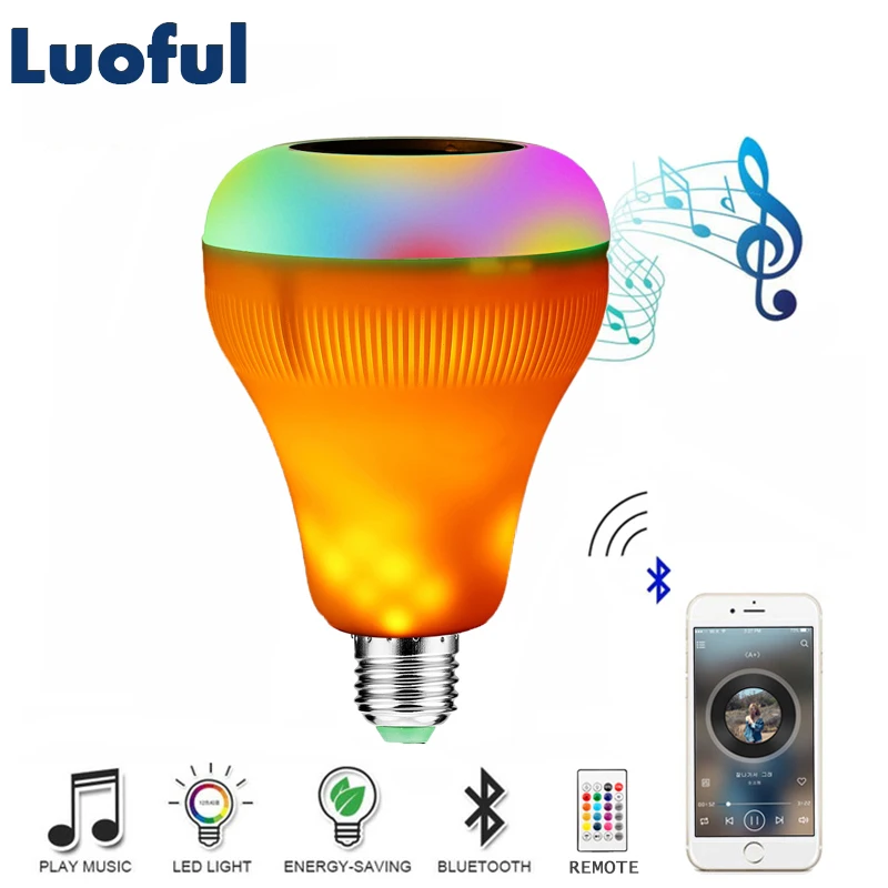 E27 Bluetooth Динамик пламя лампы Smart беспроводной музыкальный проигрыватель