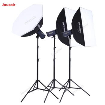

Flash Set three lights kit 600W softbox light stand 3 lamps pack Photography suit OB shooting Studio Equipment CD50 T10