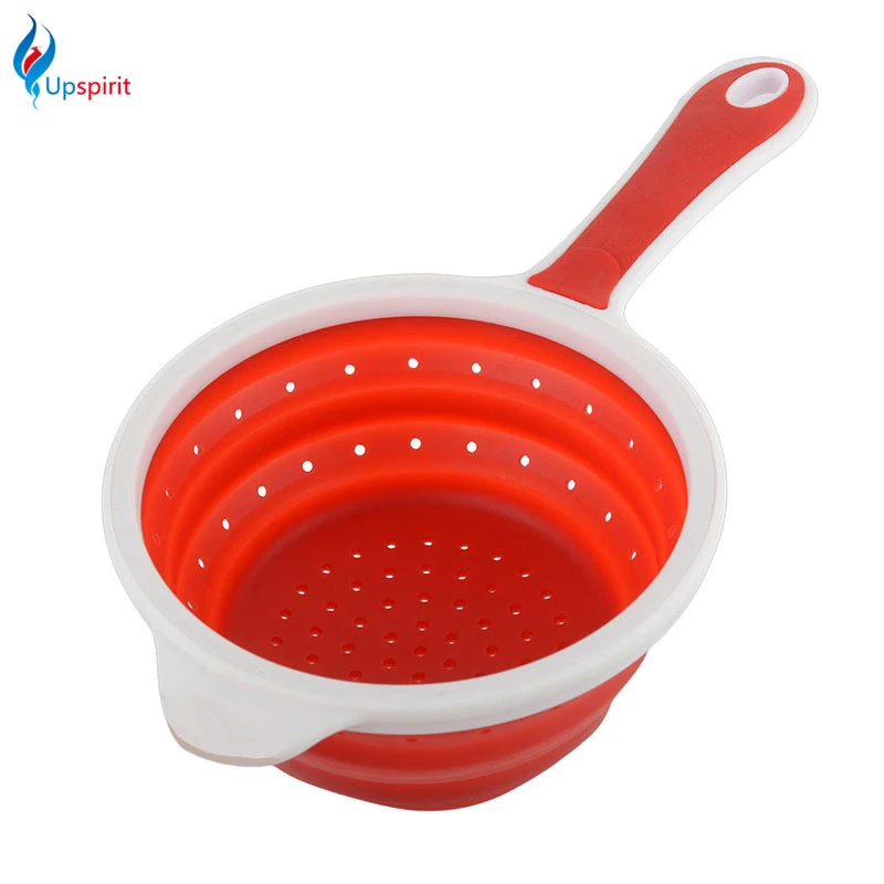Upspirit Collapsible Silicone Colander Strainer with Handle Fruit