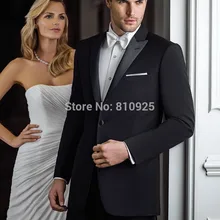 Мужские смокинги две кнопки для свадебных костюмов одежда жениха классическая одежда черный