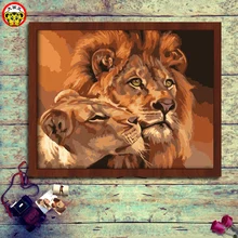 Цифровая самодельная картина маслом украшение гостиной спальни диван фон Мужской Лев два льва