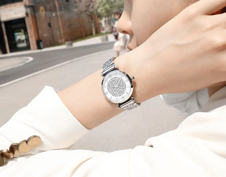 MEGIR женские часы из розового золота роскошные женские часы-браслет для любителей моды девушка кварцевые наручные часы Relogio Feminino 1079