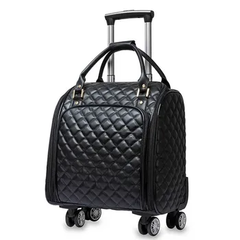 

LeTrend Korean Hand PU Leather Rolling Luggage Spinner High capacity Trolley High grade 16 inch Suitcase Wheels Cabin Travel Bag