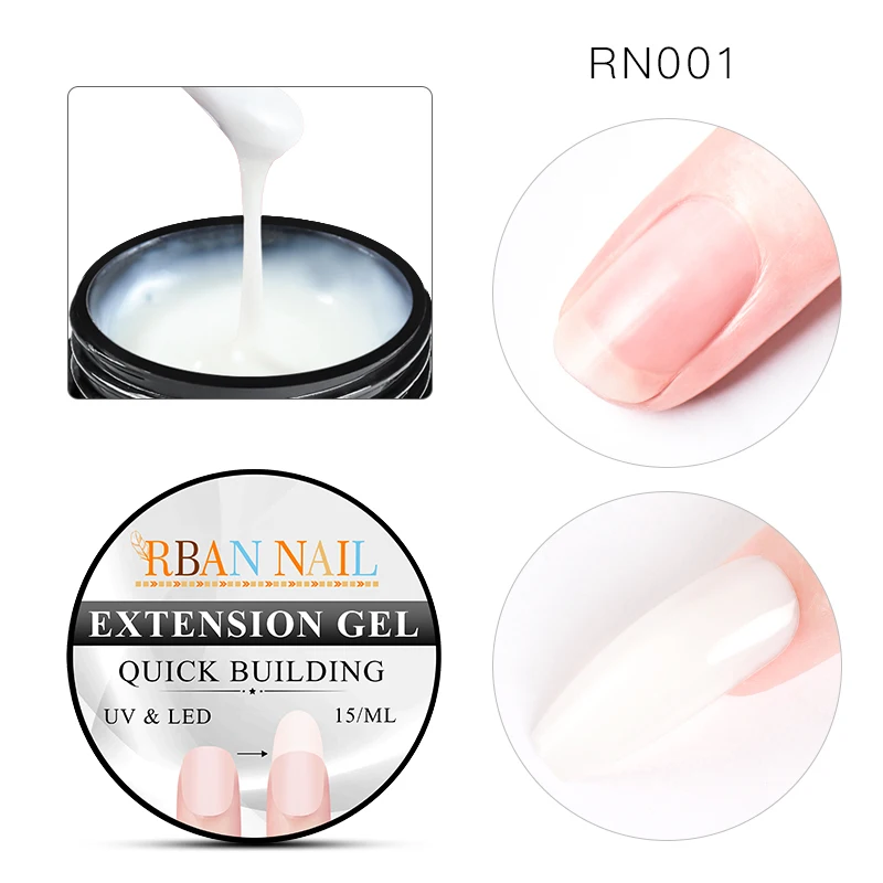 RBAN NAIL 15 мл набор гелей для наращивания ногтей акриловый полигелевый гель для ногтей розовый белый металл с прозрачными кристаллами УФ светодиодный строительный гель для ногтей светодиодный маникюр - Цвет: EES03005
