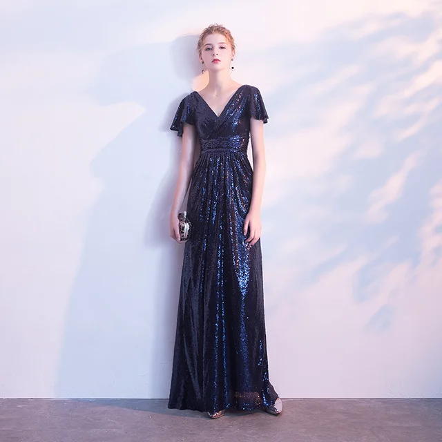 ruffle sleeve evening gown