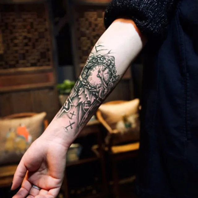 black clock tatoos for men temporary large mechanical arm leg black clock tatoos for men temporary large mechanical arm leg