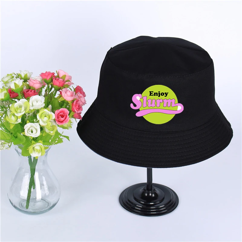 

Futurama Enjoy Slurm Logo Summer Hat Women Mens Panama Bucket Hat Enjoy Slurm Design Flat Sun Visor Fishing Fisherman Hat