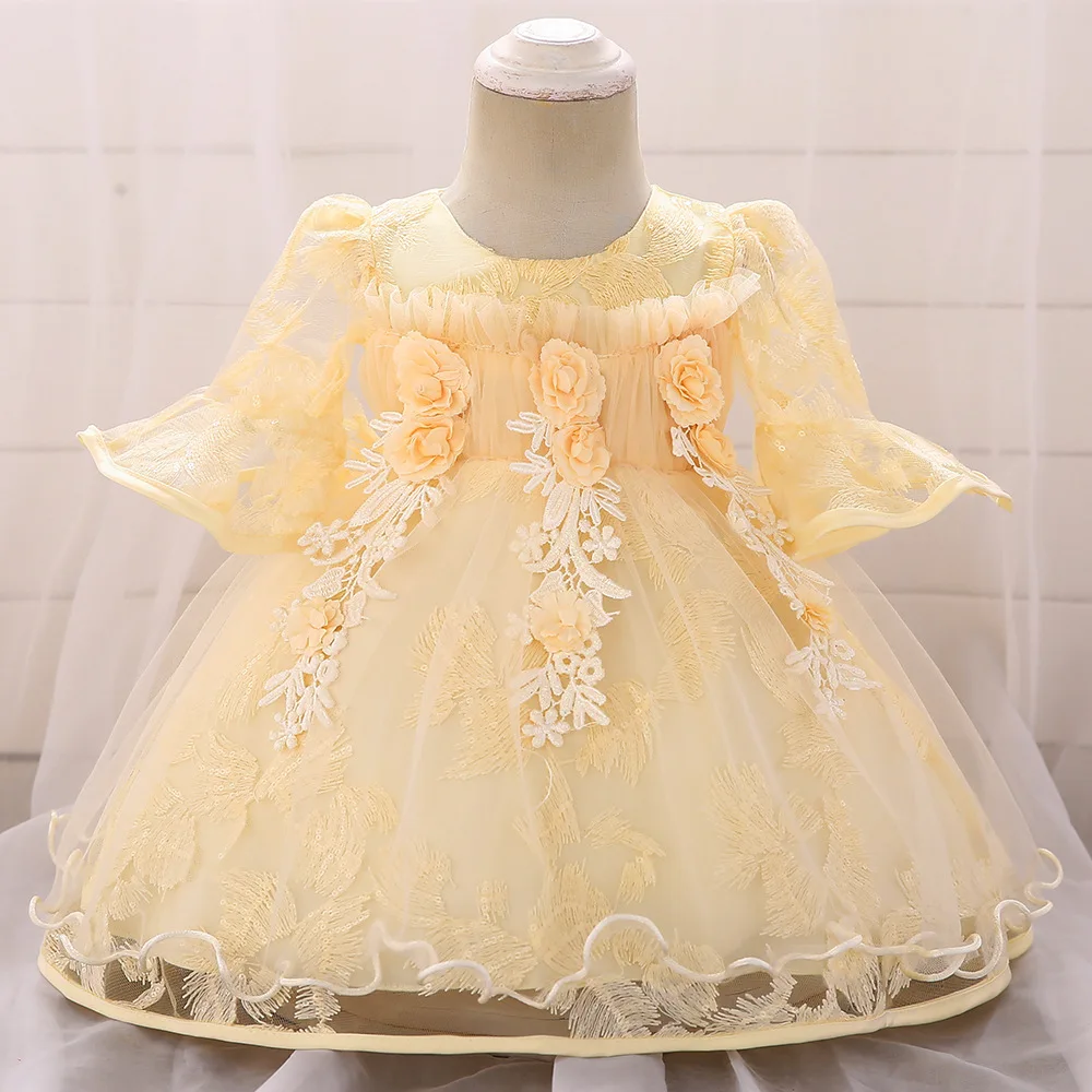 Новое платье с вышивкой для маленьких девочек Детские праздничные платья для дня рождения плиссированное платье с блестками и рукавами средней длины для детей от 3 до 24 месяцев