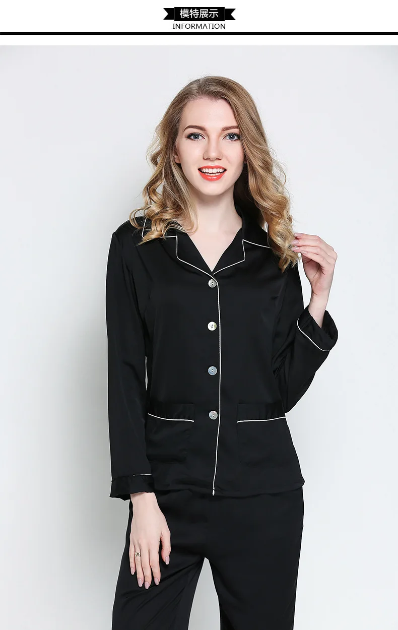 Womens Pajamas Silk Satin Pyjamas Set Long Sleeve Sleepwear Pijama