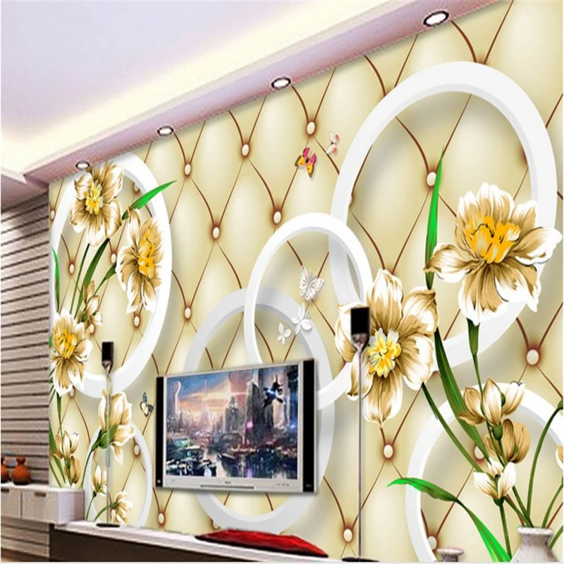 

beibehang Large - scale custom wallpaper Narcissus Orchid 3D stereoscopic living room TV backdrop decorative painting
