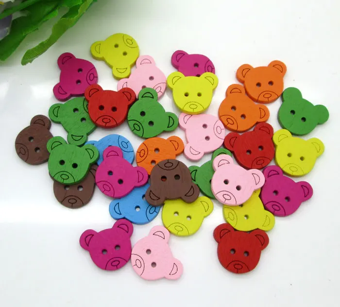 

50Pcs Mixed Wood Bear Sewing Buttons For Kids Clothes Scrapbooking Decorative Botones Handicraft DIY Accessories10