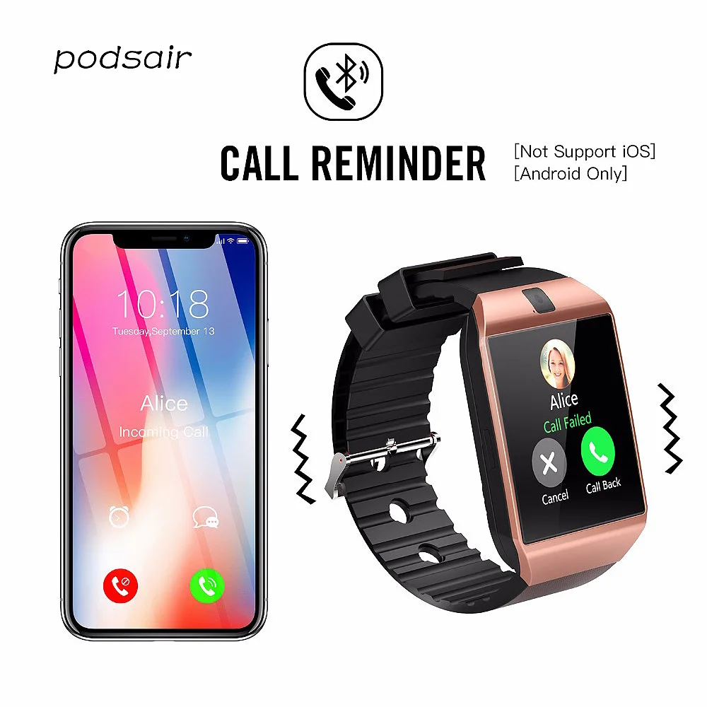 

Bluetooth Smart Watch DZ09 Android Phone TF Sim Card Camera Men Women Sport Wristwatch for Iphone IOS PK Y1 A1 GT08 Smartwatch